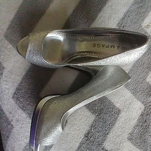 Silver glitter heels